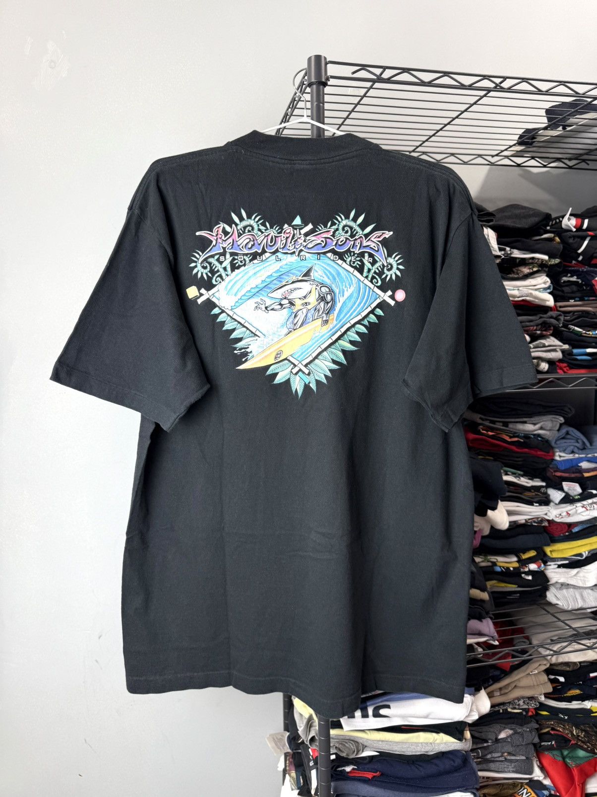 Vintage Rare Vintage 1990’s Maui Shark Surf Style T Shirt Stussy Size US L / EU 52-54 / 3 - 1 Thumbnail