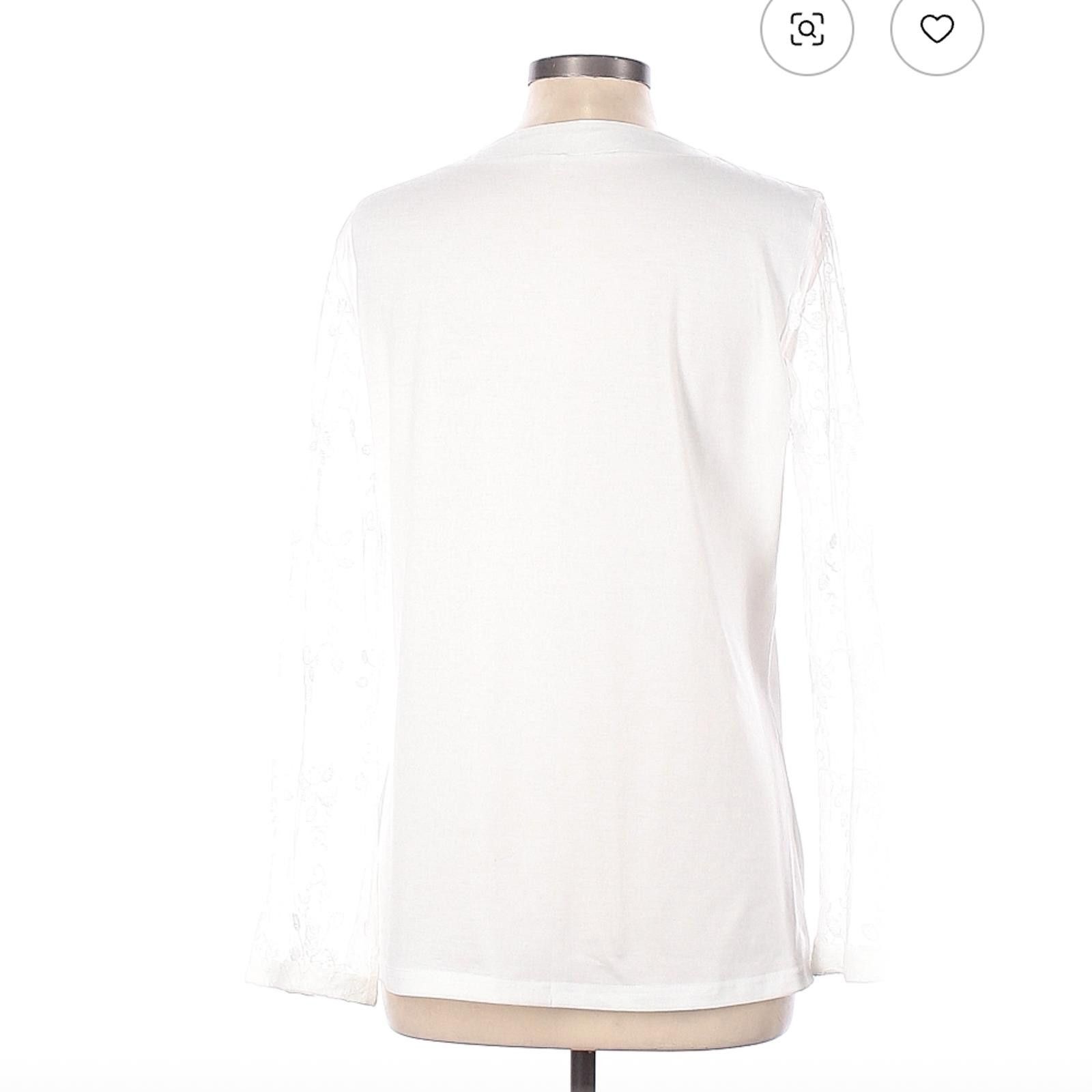 The Unbranded Brand White Long Sleeve Top with Festive Wine Glass Design Size L Size L / US 10 / IT 46 - 2 Thumbnail