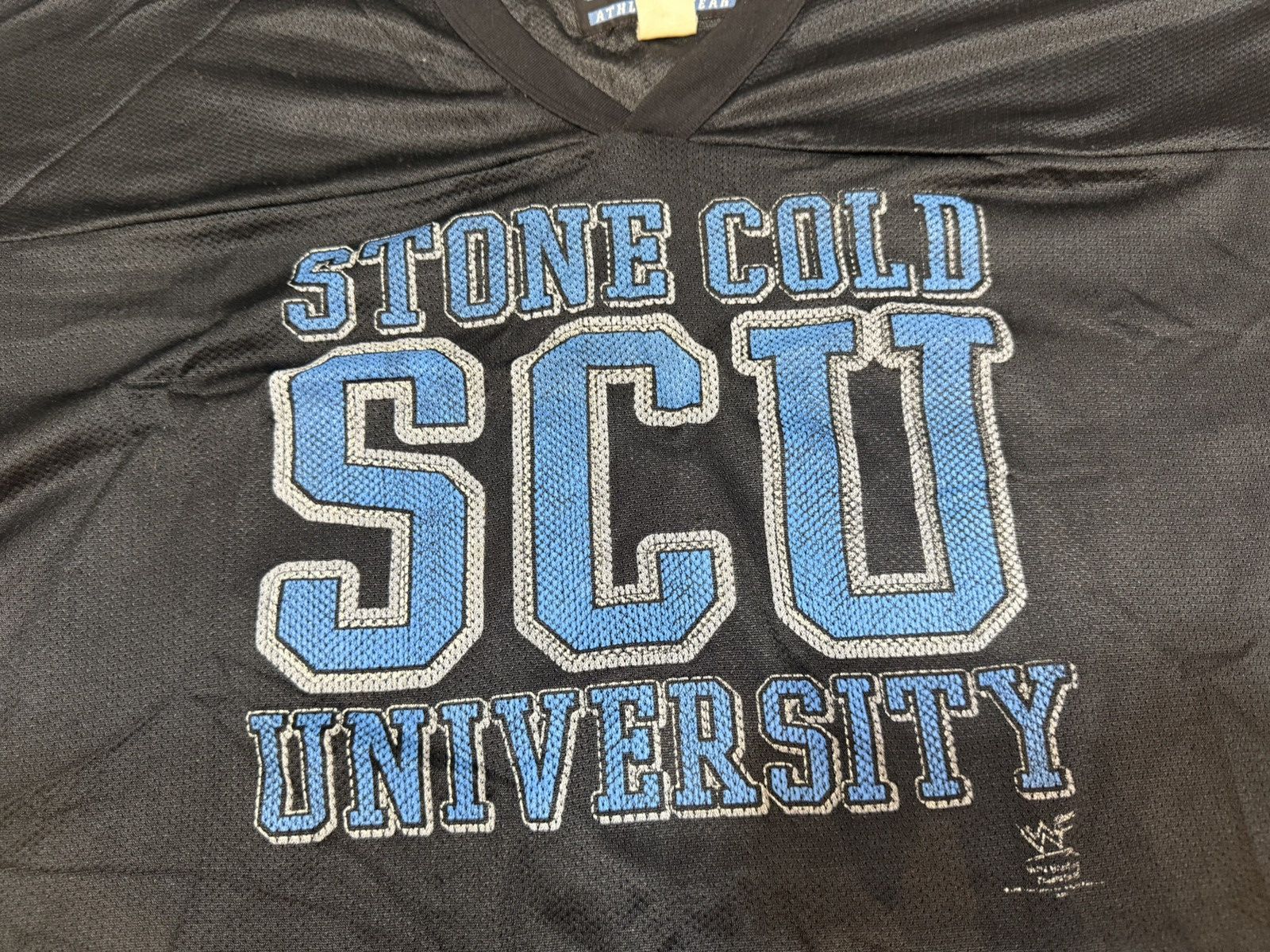 Vintage Vintage 90s WWF Stone Cold University Trinity Jersey Size US XL / EU 56 / 4 - 4 Thumbnail