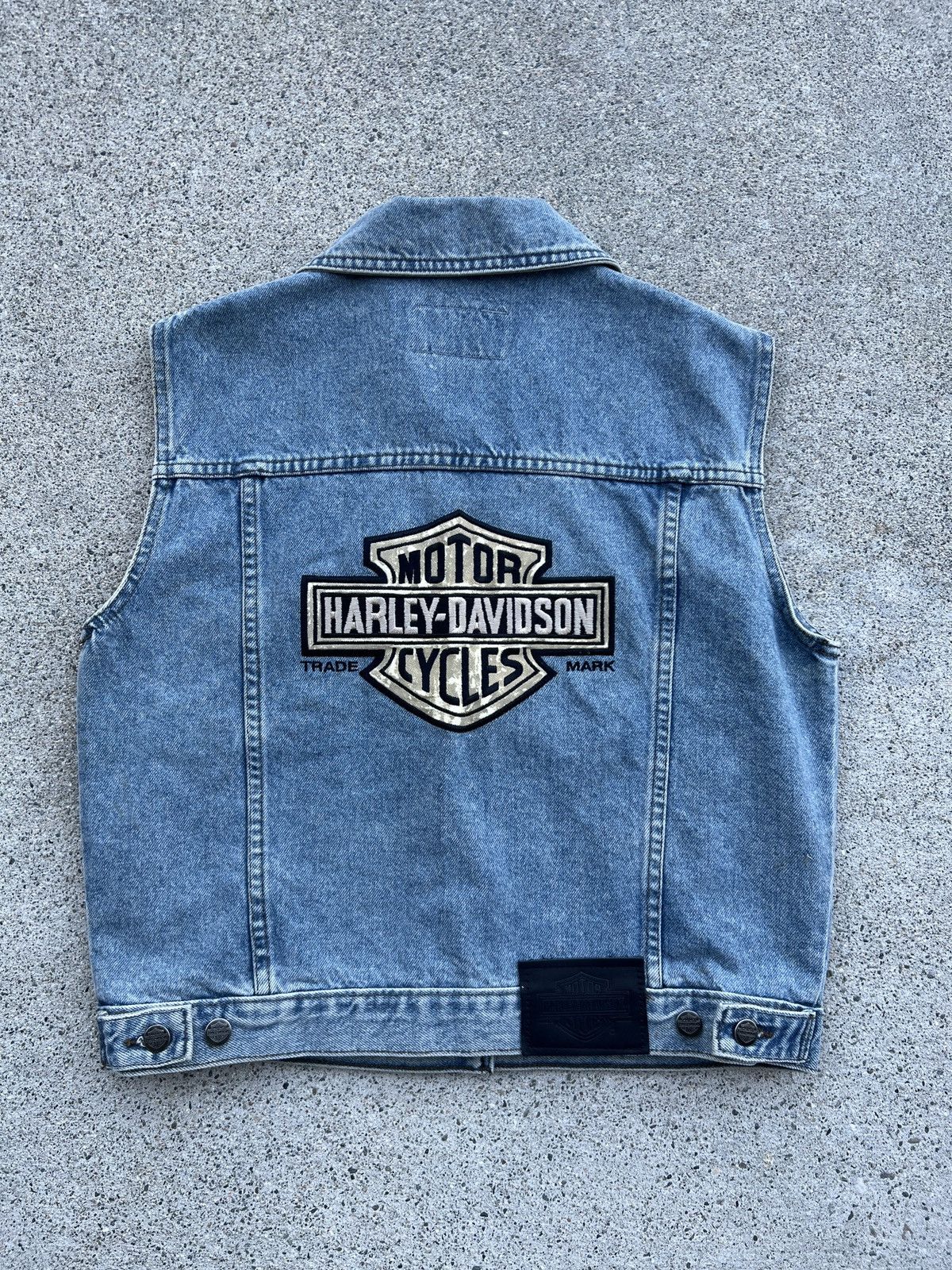 Harley Davidson 1990s Harley Davidsons Light Indigo Denim Biker Vest Size M Size M / US 6-8 / IT 42-44 - 2 Thumbnail