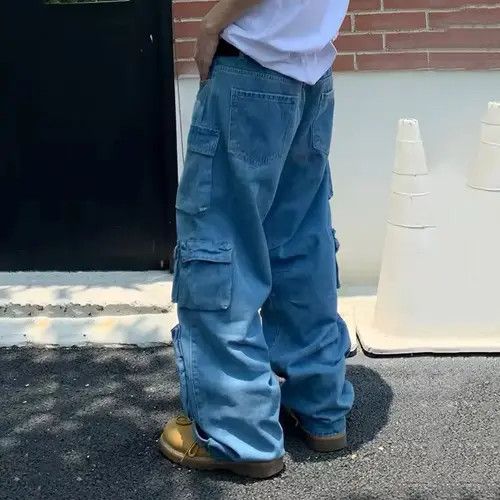 Japanese Brand Kumiko x Rena Street workwear multi-pocket baggy jeans Size US 33 - 2 Thumbnail
