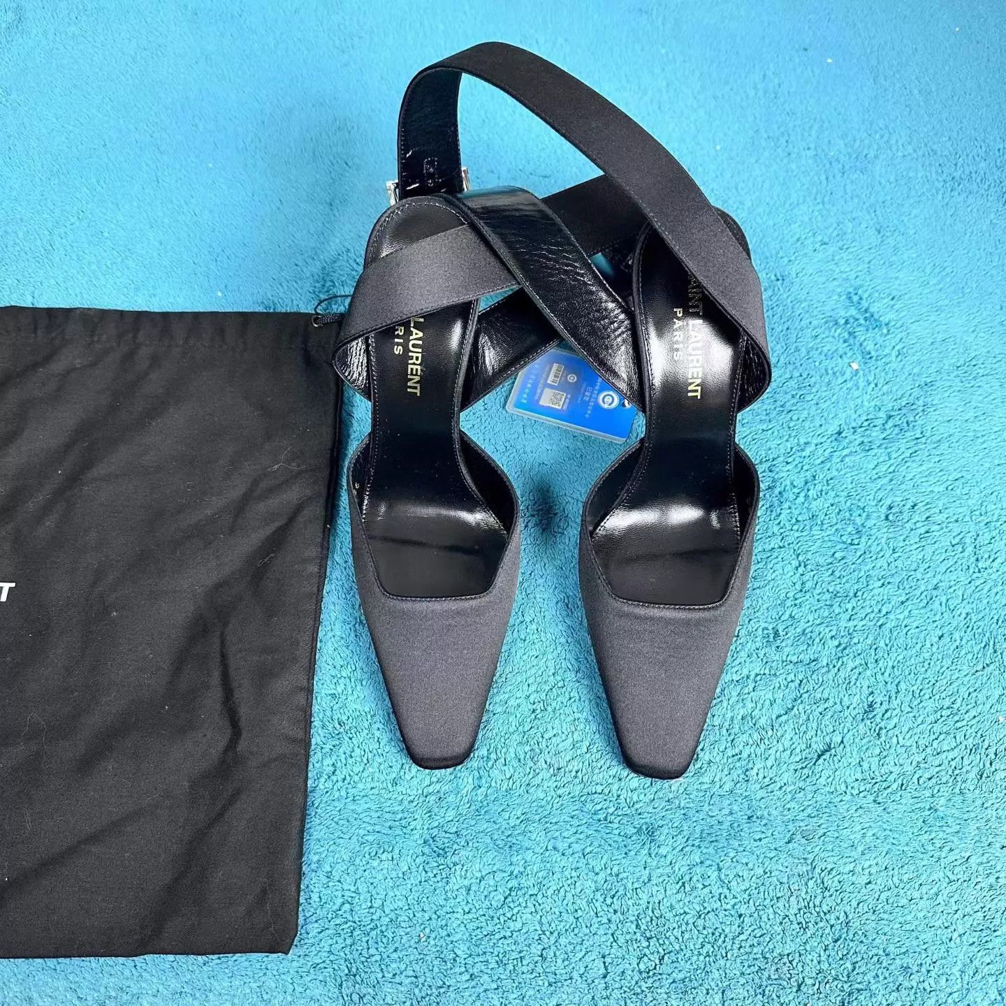Yves Saint Laurent YSL Fanny Satin Crepe Stiletto Heels Black 36 Size US 5.5 / IT 35.5 - 1 Thumbnail