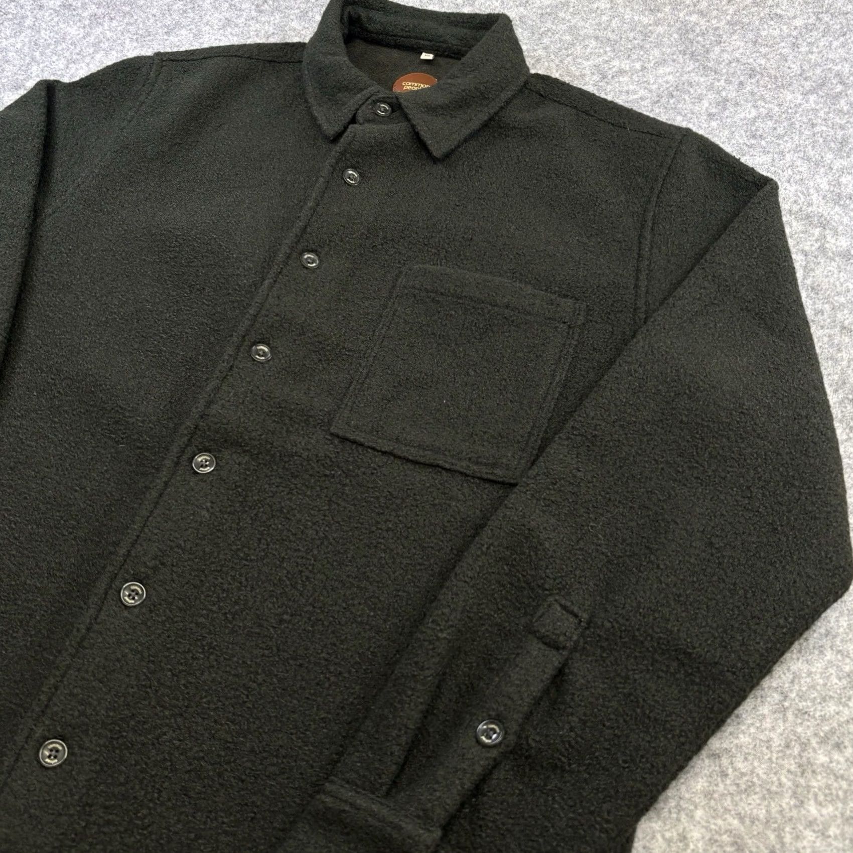 Vintage Common People Fleece Overshirt Shacket XL Mens Dark Khaki Button Up Regular Fit Vintage No Size US XL / EU 56 / 4 - 3 Thumbnail