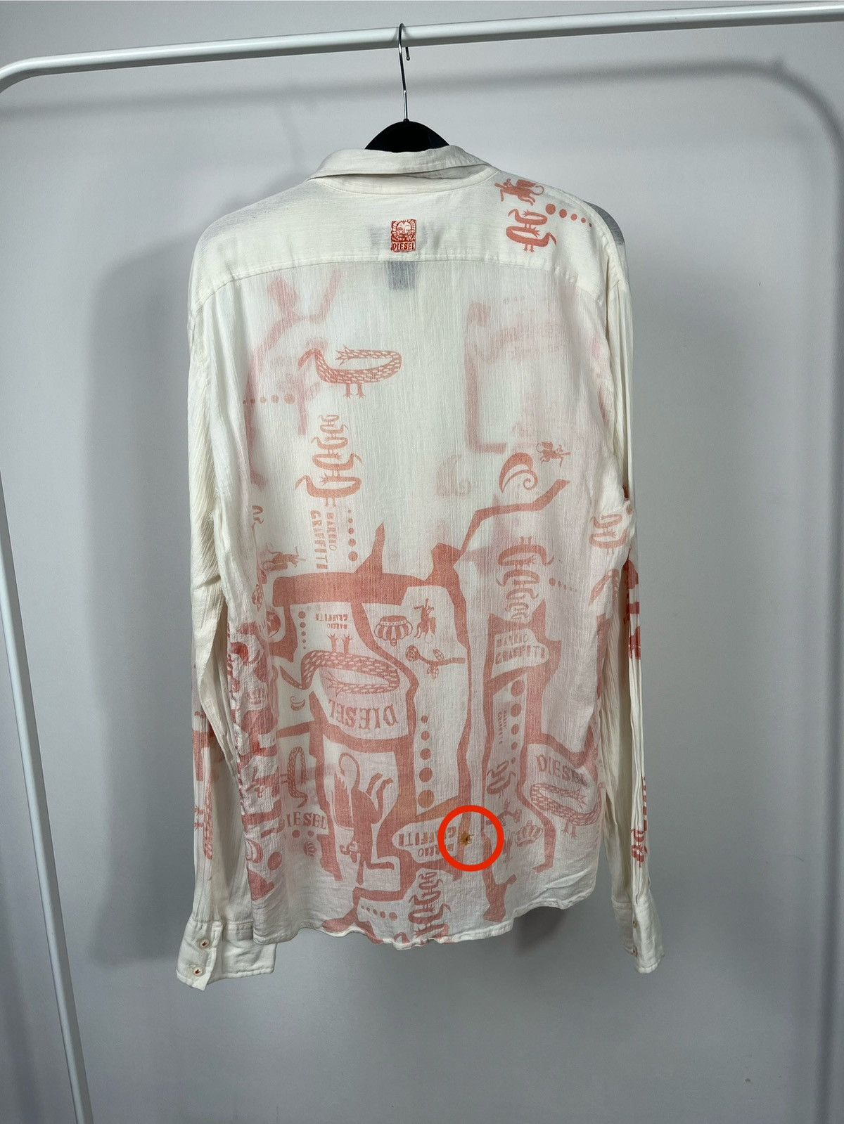 Diesel Diesel Lightweight Cotton Graphic Shirt White Pink Size L Size US L / EU 52-54 / 3 - 8 Thumbnail