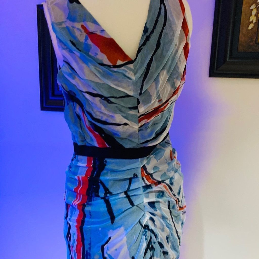 Diane von Furstenberg Diane Von Furstenberg silk navy print dress Size M / US 6-8 / IT 42-44 - 4 Thumbnail