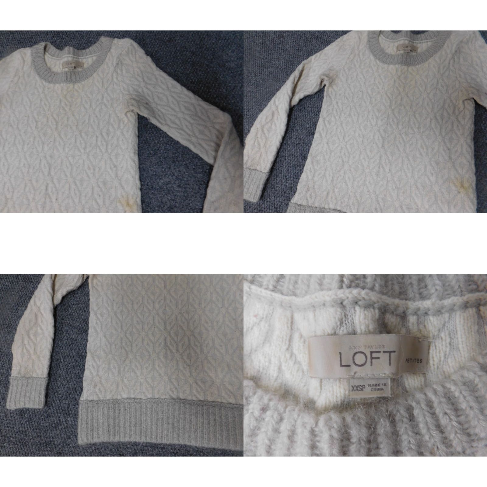 Loft LOFT Sweater Shirt Pets XXSP Gray Rib Knit Crewneck Pullover Women’s Striped Long Sleeve Knit Cotton Casual Casual Women Size XXS / US 00 / IT 34 - 8 Thumbnail