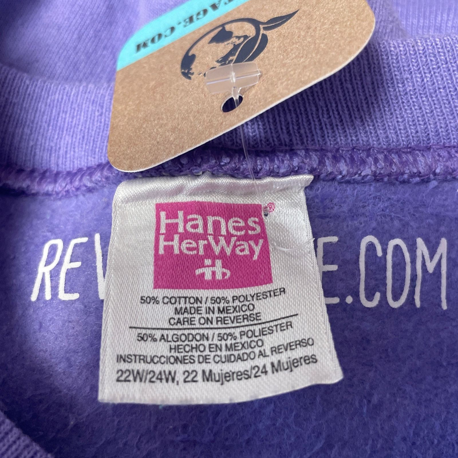 Hanes Hand Printed Womens 2X Page Flower Long Sleeve Sweatshirt Size XXL / US 16-18 / IT 52-54 - 5 Thumbnail