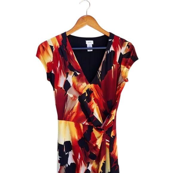 Other Vtg Cache Fiery Tropical Floral Mock Wrap Dress Sz M Stretch Size M / US 6-8 / IT 42-44 - 4 Thumbnail