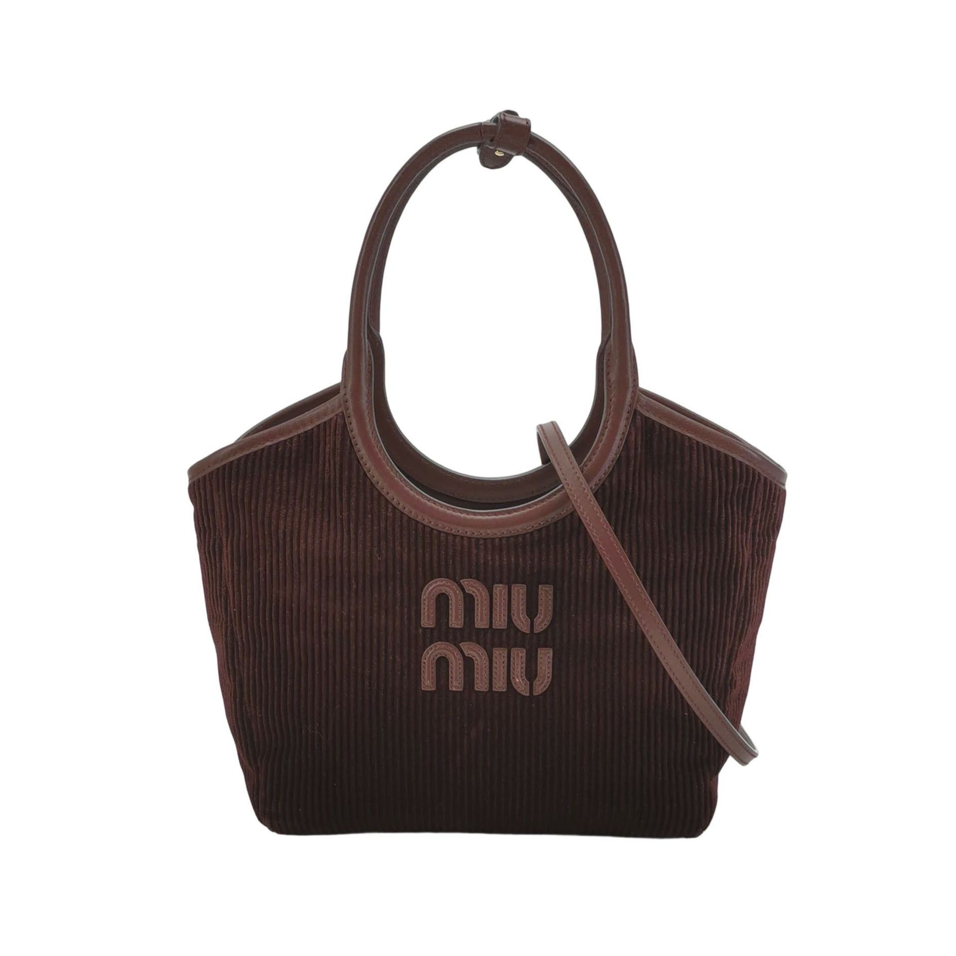 Miu Miu Miu Miu Purple Corduroy Leather Ivy Handle Bag Size ONE SIZE - 1 Thumbnail