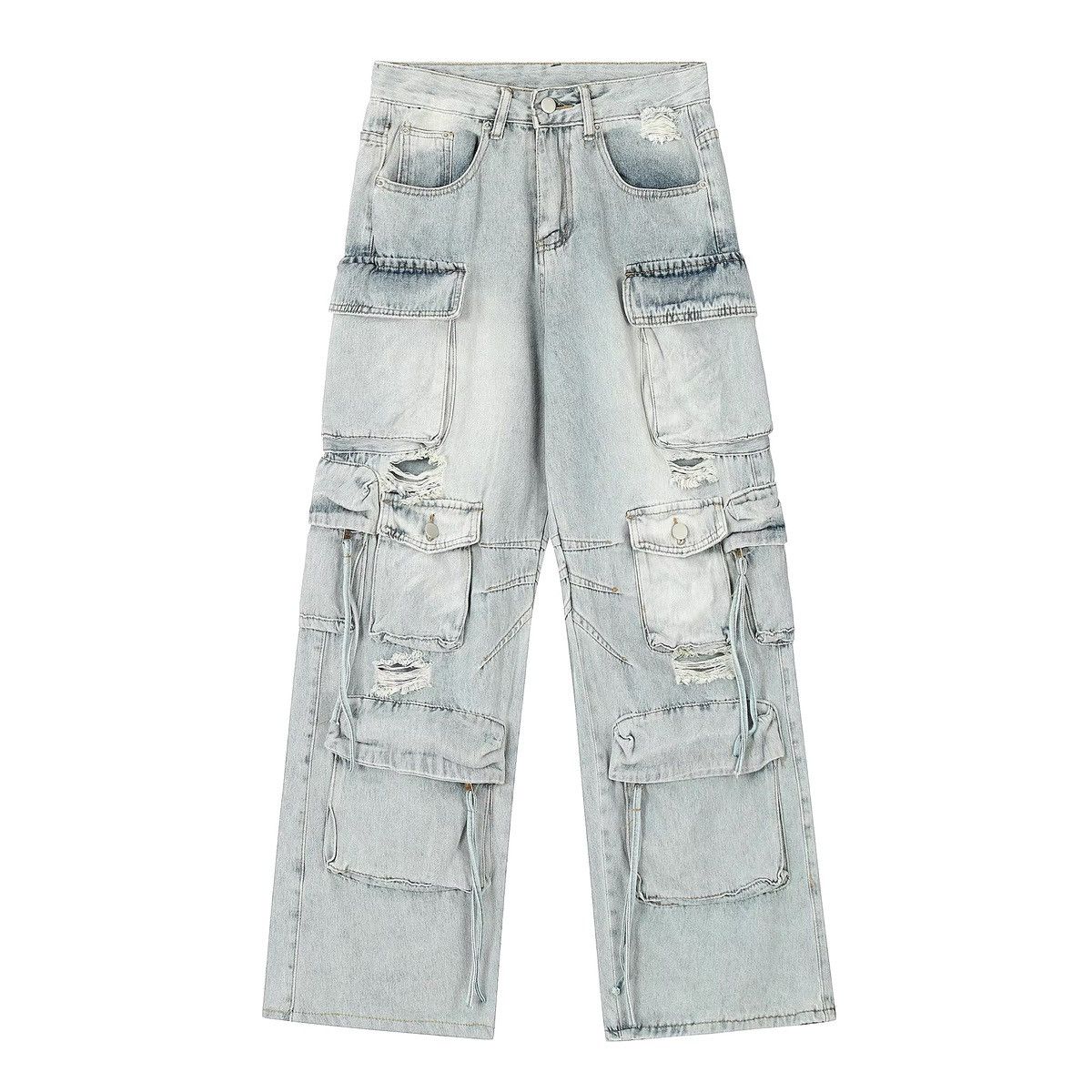 Other Street Hip Hop Grunge Ripped Wide Leg Jeans Pants Size US 32 / EU 48 - 8 Thumbnail