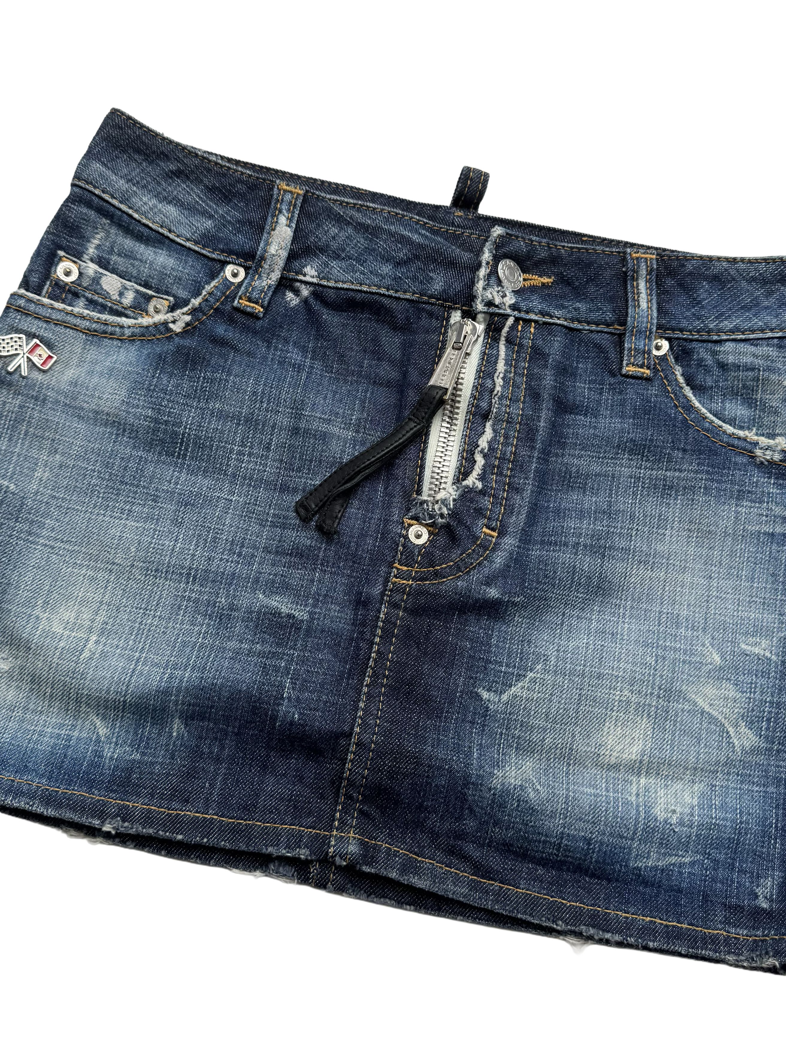 Dsquared2 Dsquared2 Vintage Denim Mini Skirt Low Rise Distressed Y2K Size 27" / US 4 / IT 40 - 2 Thumbnail