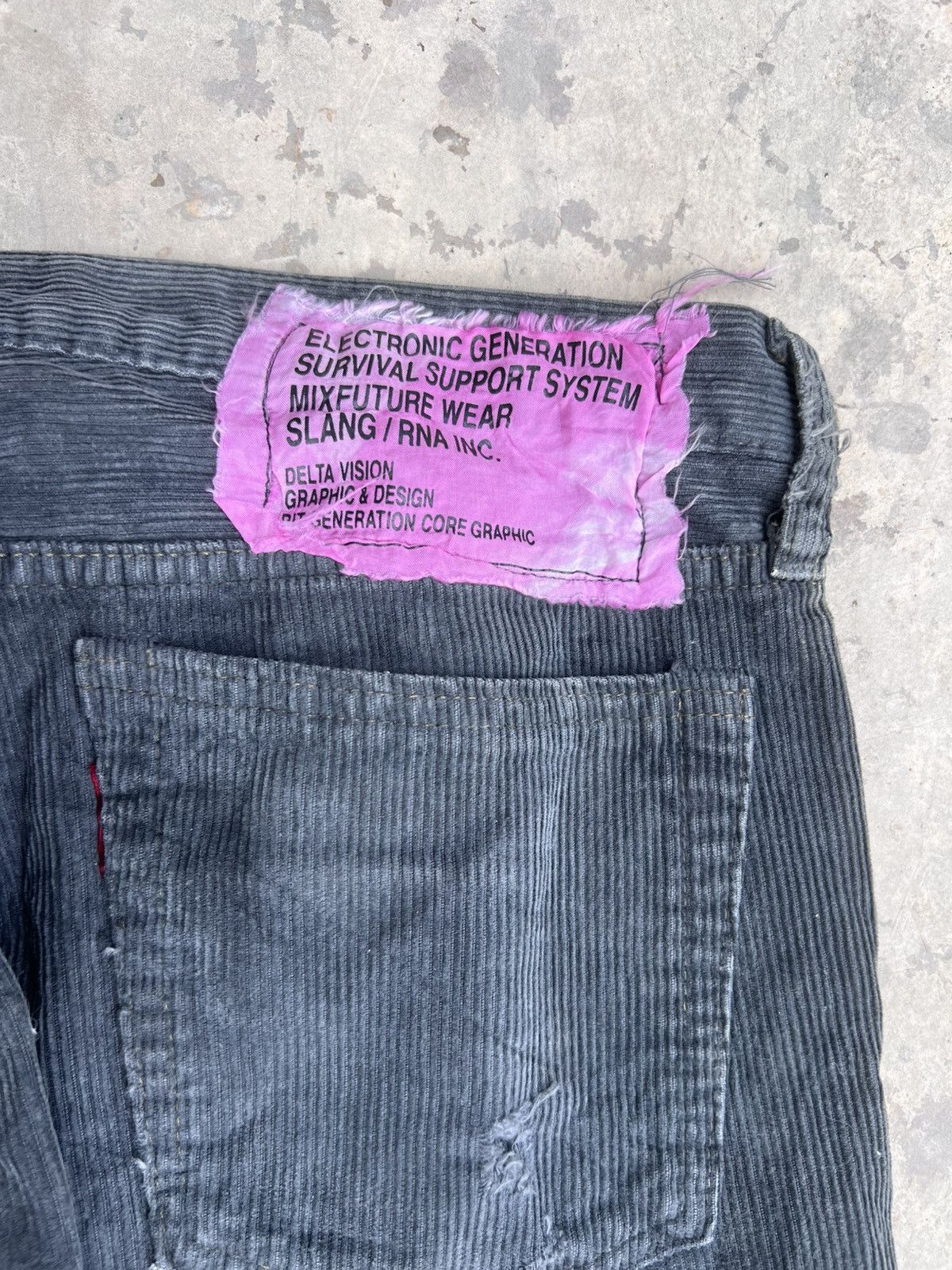 Japanese Brand DISTRESSED RNA Grunge Punk Patchwork Anarchy Corduroy Pants Size US 31 - 6 Thumbnail