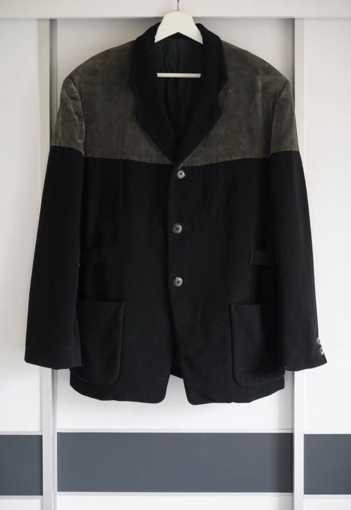 Yohji Yamamoto Yohji Yamamoto 88AW Moss Green Velvet Paneled Blazer K4 Size US M / EU 48-50 / 2 - 1 Thumbnail