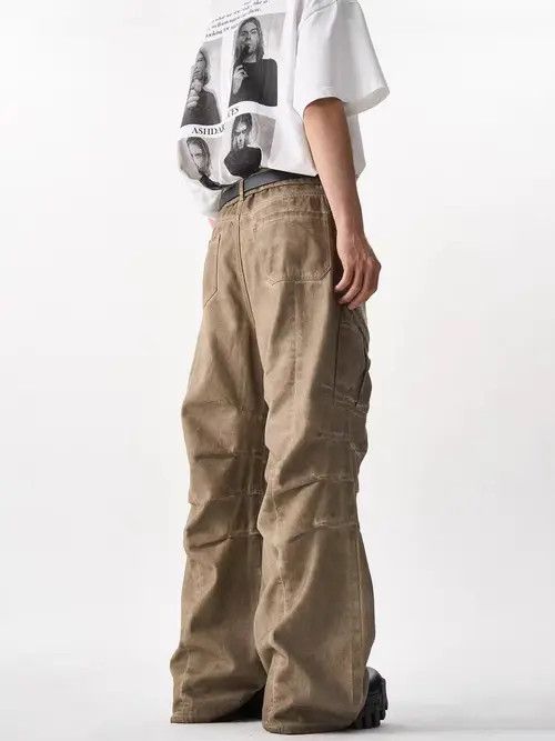 VIBE Vintage Washed Heavy Duty Pleated Work Pants Size US 32 / EU 48 - 4 Thumbnail