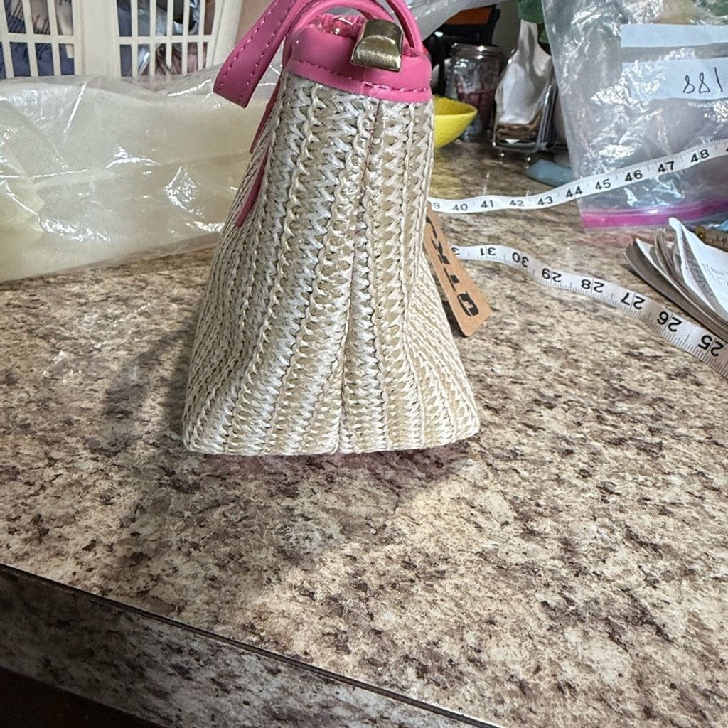 Other Pink and Cream Woven Mini Bag with Textured Design Size ONE SIZE - 7 Thumbnail