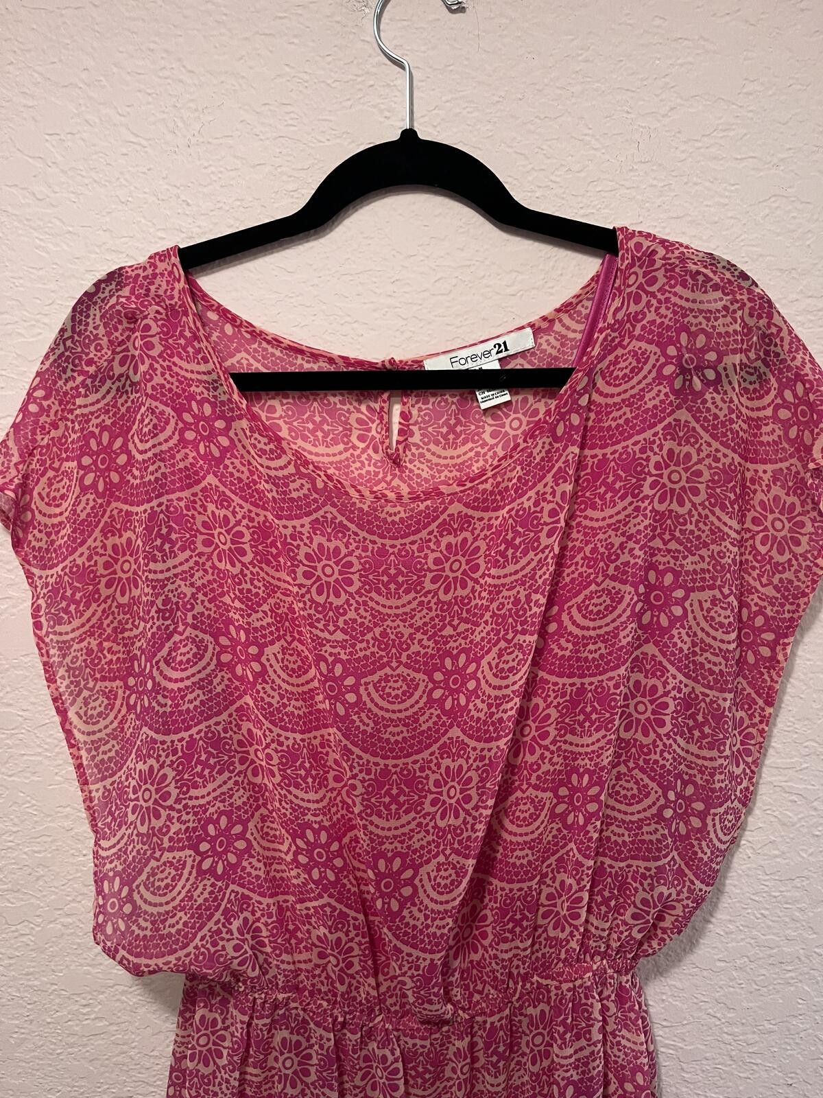 Forever 21 Forever 21 Sheer Burgundy Patterned Dress Size M / US 6-8 / IT 42-44 - 4 Thumbnail