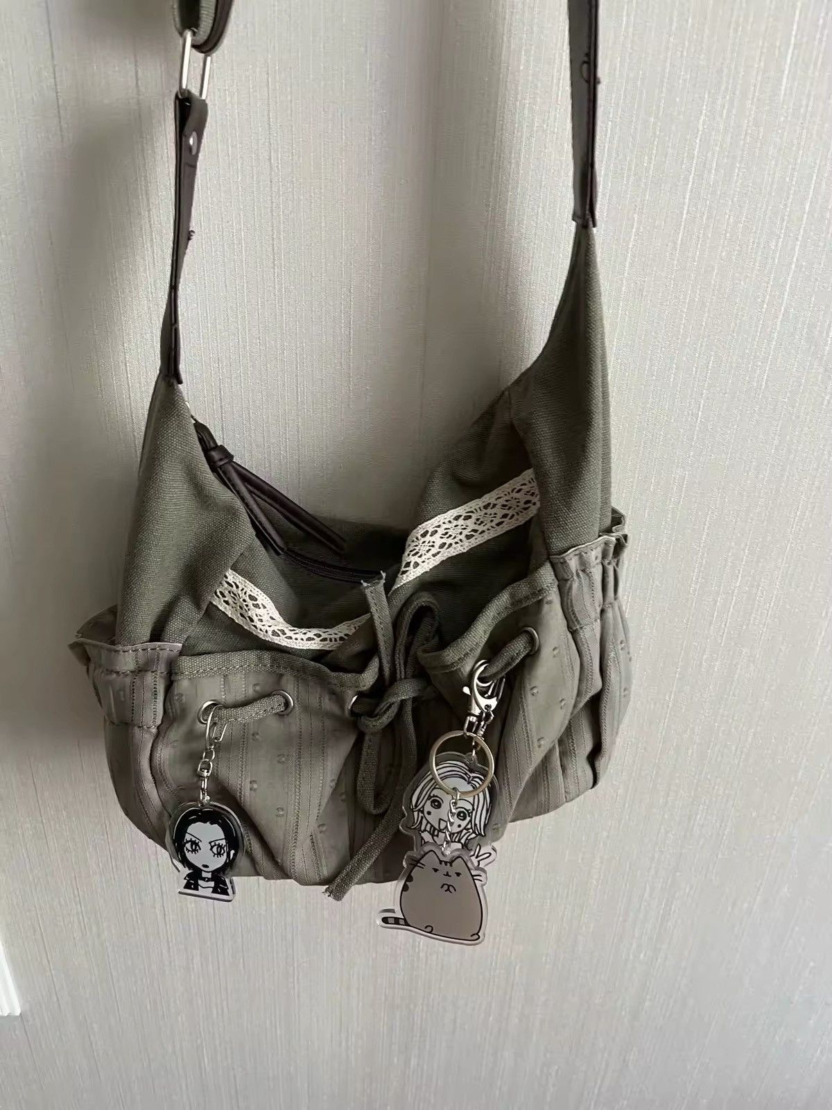 Designer × Vintage Vintage Drawstring Bow Canvas Shoulder Bag Size ONE SIZE - 4 Thumbnail