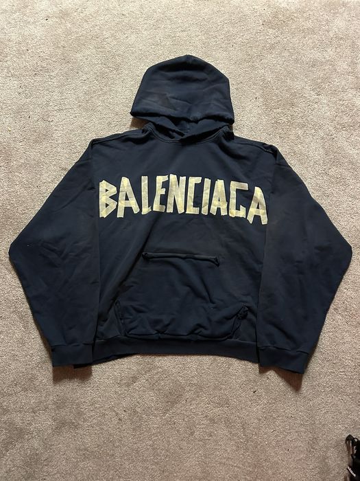 Balenciaga Balenciaga Tape Type Ripped Pocket Hoodie | Grailed