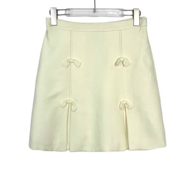 Miu Miu Miu Miu Pale Yellow Bow Design A-line Mini Skirt K26WX Size 27" / US 4 / IT 40 - 1 Thumbnail