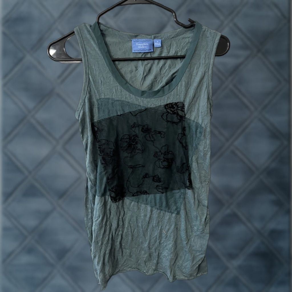 Vintage Simply Vera Vera Wang Tank Womens S Green Floral Lace Lightweight Size S / US 4 / IT 40 - 1 Thumbnail