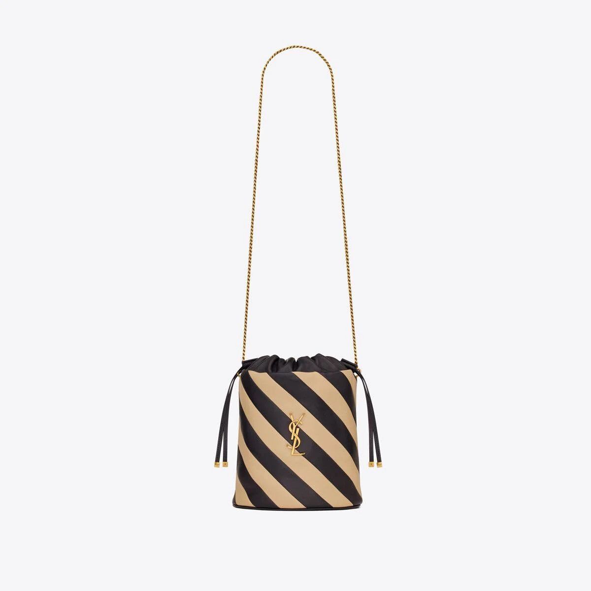 Saint Laurent Paris o1b1hav110924 Size: OS / Alix Leather Bucket Bag Navy & Nude Size ONE SIZE - 12 Thumbnail