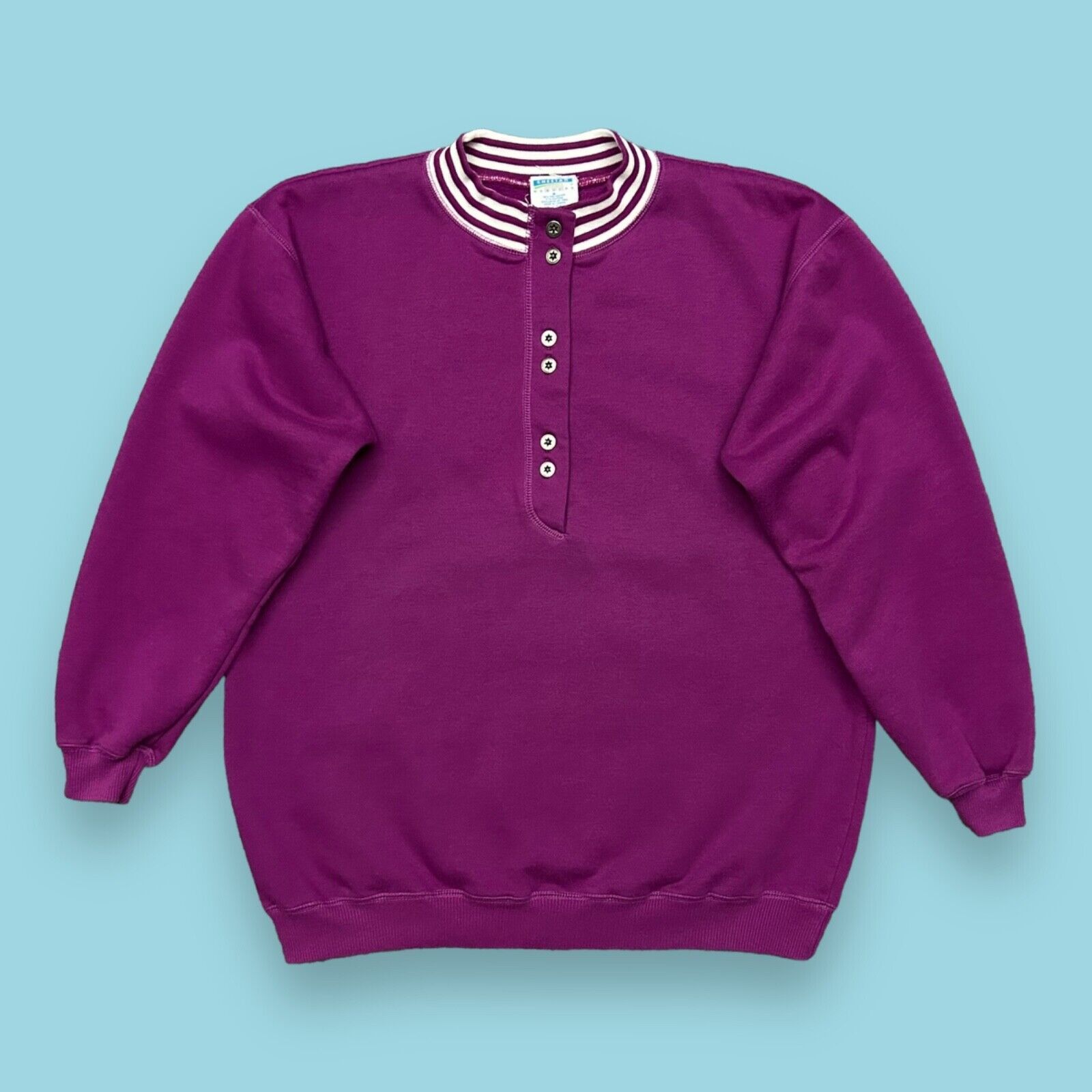 Vintage Vintage 80s Blank Sweatshirt Crewneck Pullover Striped Size M / US 6-8 / IT 42-44 - 1 Thumbnail