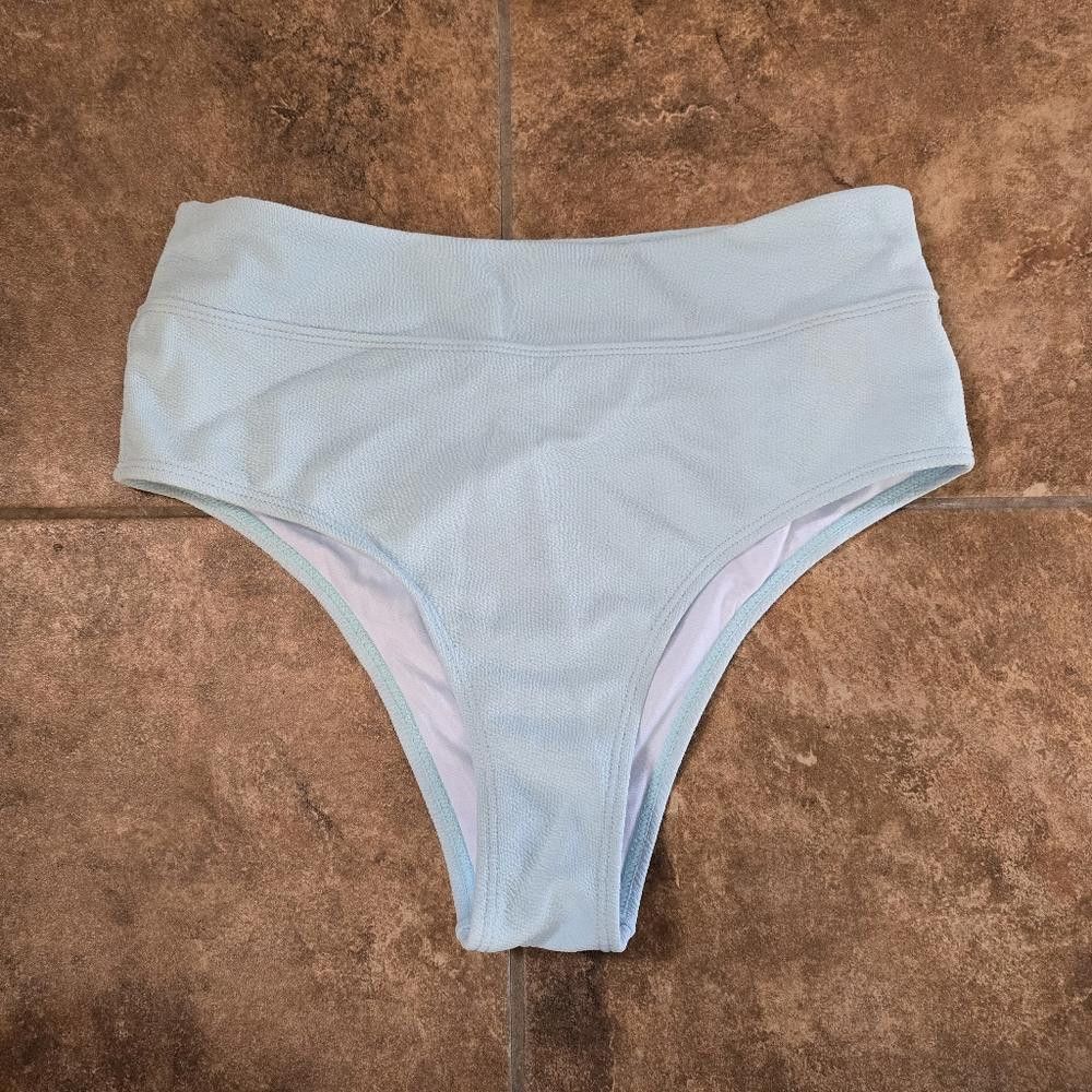 Shein Light Blue High Waisted SHEIN Bikini Bottoms Size ONE SIZE - 1 Thumbnail