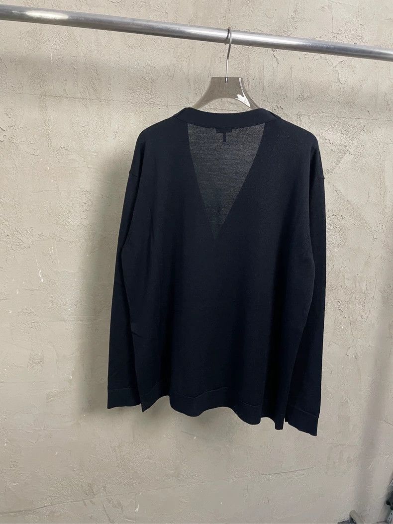 Loewe Loewe Black embroidered blue logo wool knit cardigan Size M / US 6-8 / IT 42-44 - 2 Thumbnail