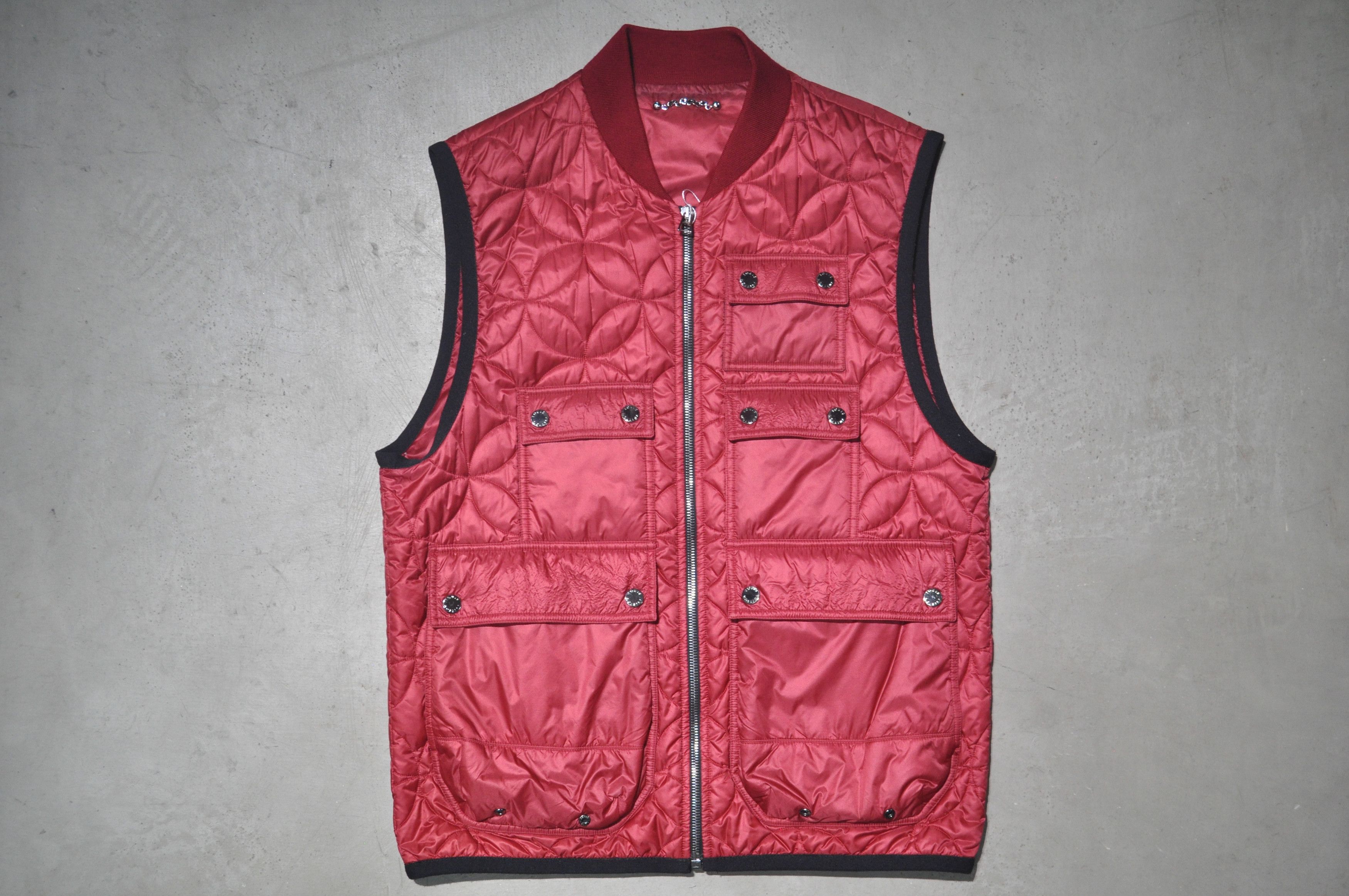 image of Louis Vuitton - F/w 11 - Flower Quilted Utility Gilet in Red, Men's (Size Medium)