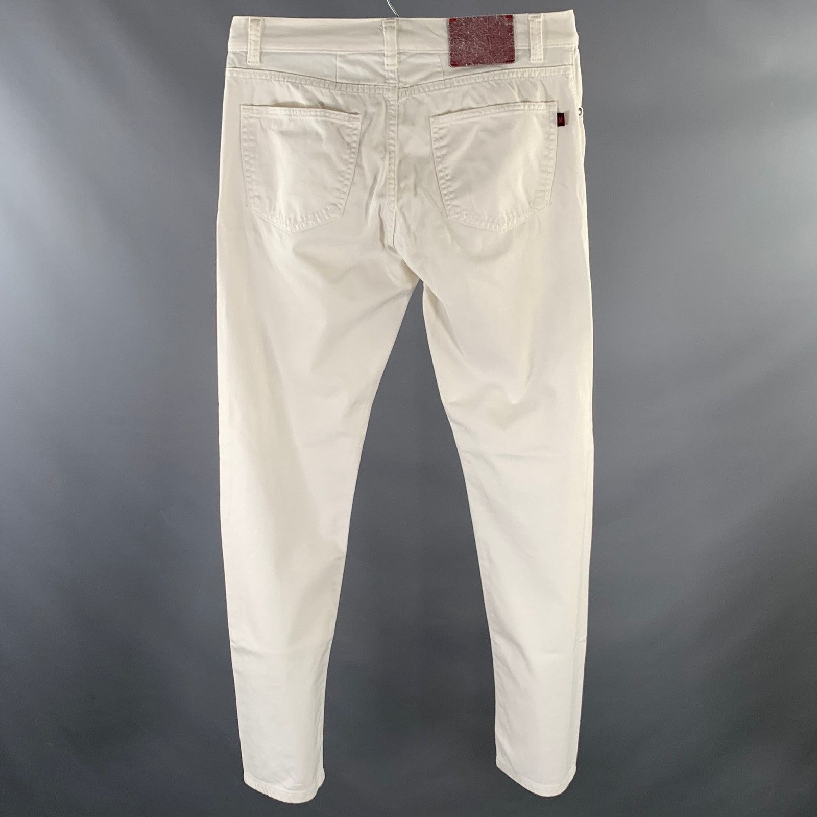 Isaia ISAIA Size 32 White Cotton Blend Straight Jeans Size US 32 / EU 48 - 2 Thumbnail