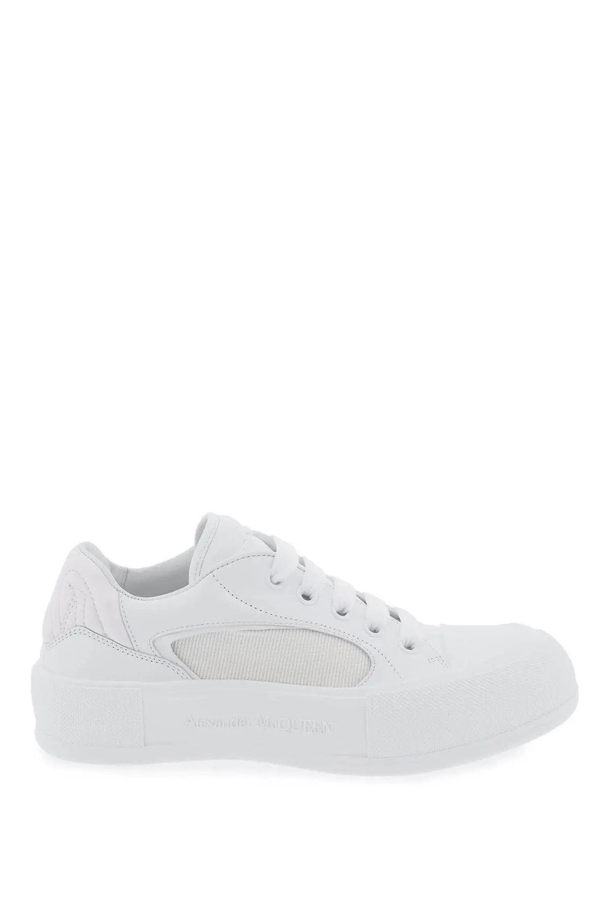 image of Alexander Mcqueen O1S22I1N0324 Deck Plimsoll Sneakers In White, Women's (Size 7)