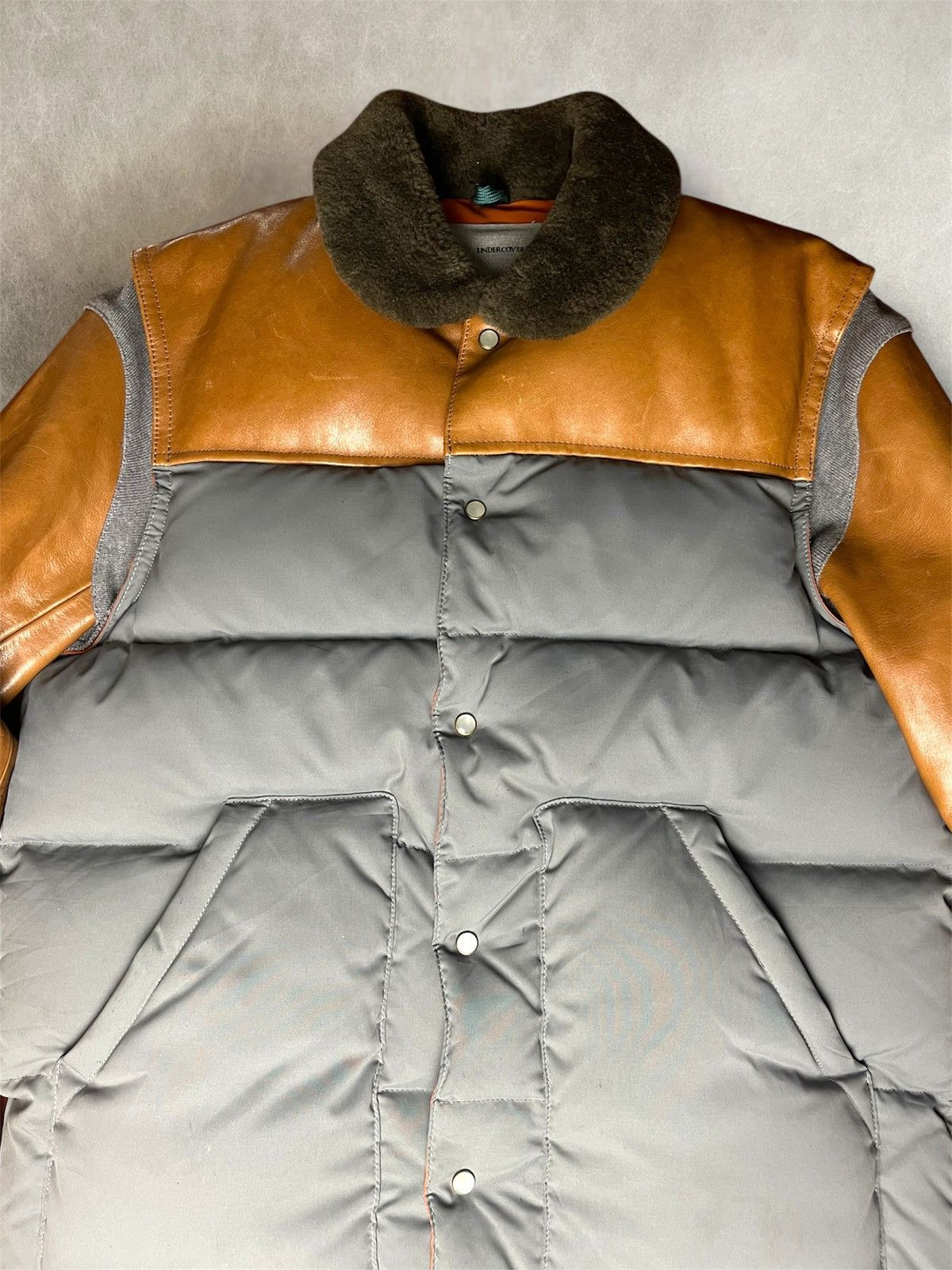 Undercover AW2012 Undercover leather sleeve down feather puffer jacket Size US L / EU 52-54 / 3 - 4 Thumbnail
