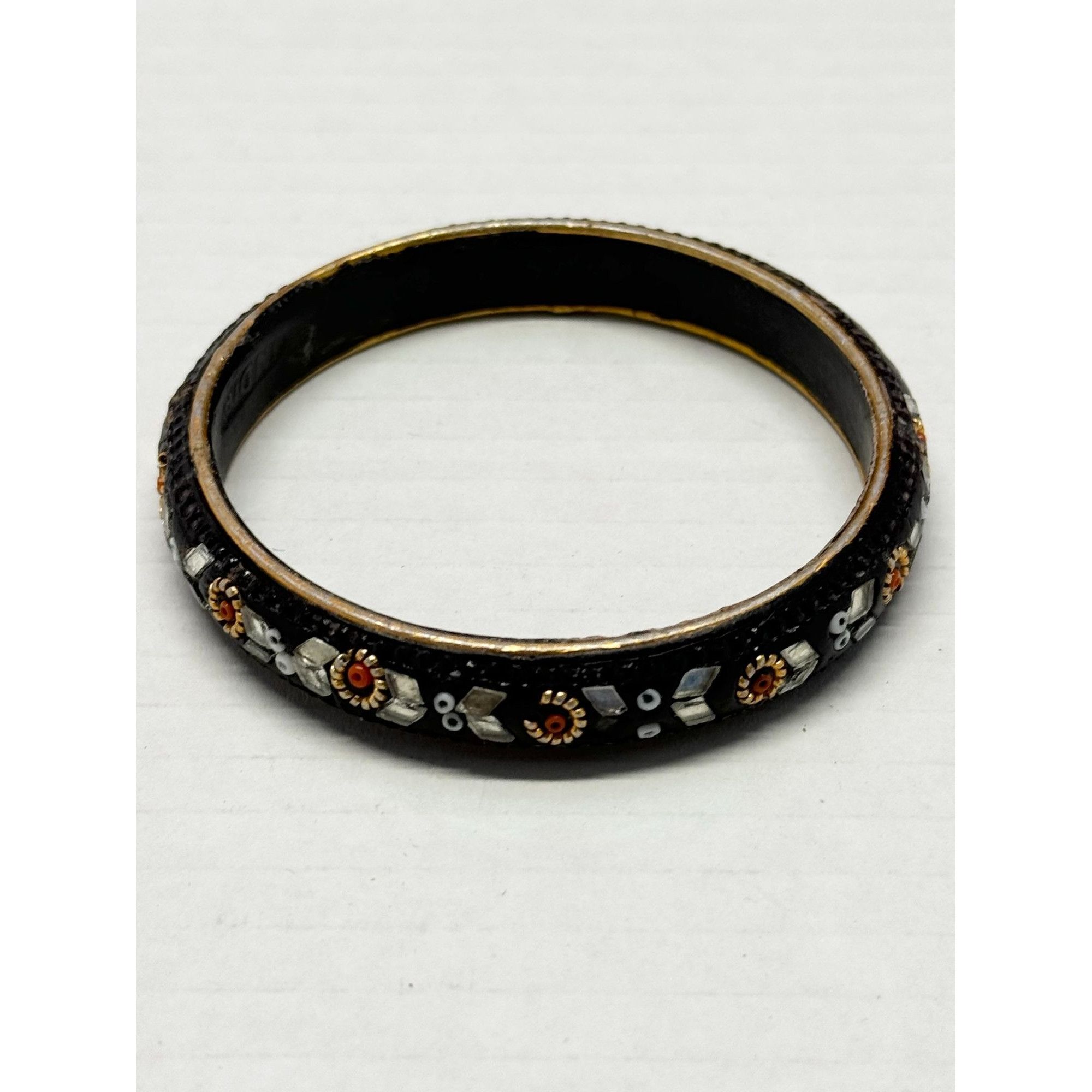 Vintage Vintage India Beaded black bangle bracelet Size ONE SIZE - 1 Thumbnail
