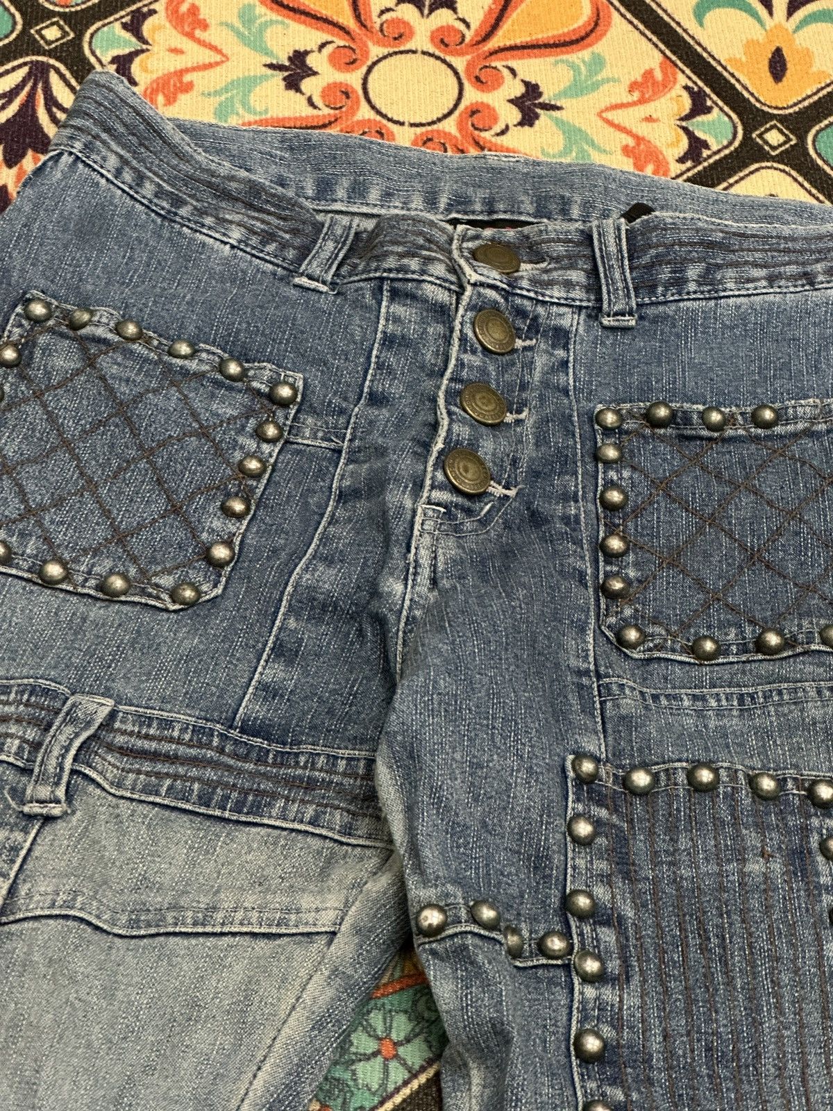 Seditionaries Penty Punk Reconstructed Studded Flare Denim Pant Size US 27 - 8 Thumbnail