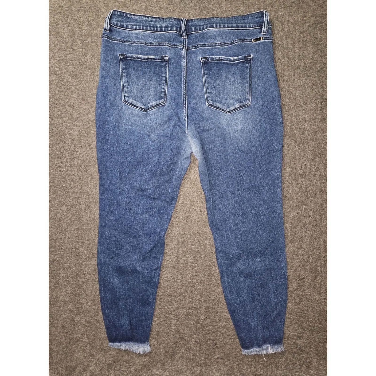 Vintage KanCan Jeans Womens 20 Blue Medium Wash Skinny High Rise Distressed Raw Hem Denim Plus Size 5-Pocket Pockets Stretch Jeans Mens? Size 42" / US 20 - 7 Thumbnail