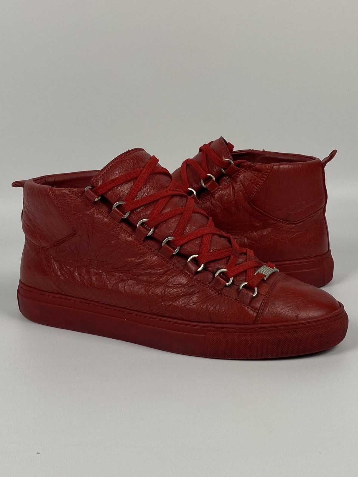 Archival Clothing x Balenciaga Arena High Sneaker Leather Red Shoes Boots Y2K, Men's (Size 9)