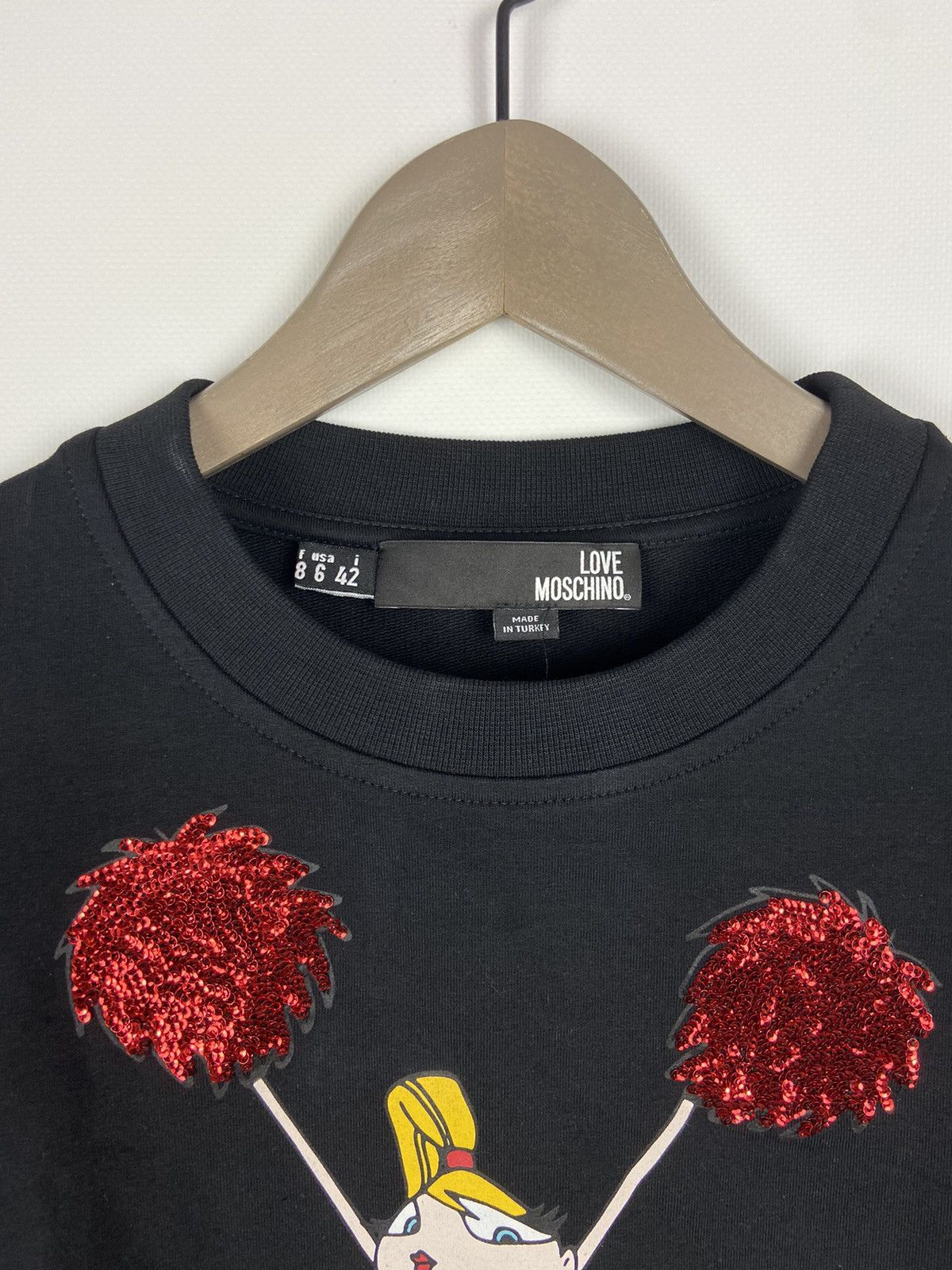 Love Moschino × Moschino Love Moschino Cheerleader Black Sweatshirt Luxury Size M / US 6-8 / IT 42-44 - 3 Thumbnail