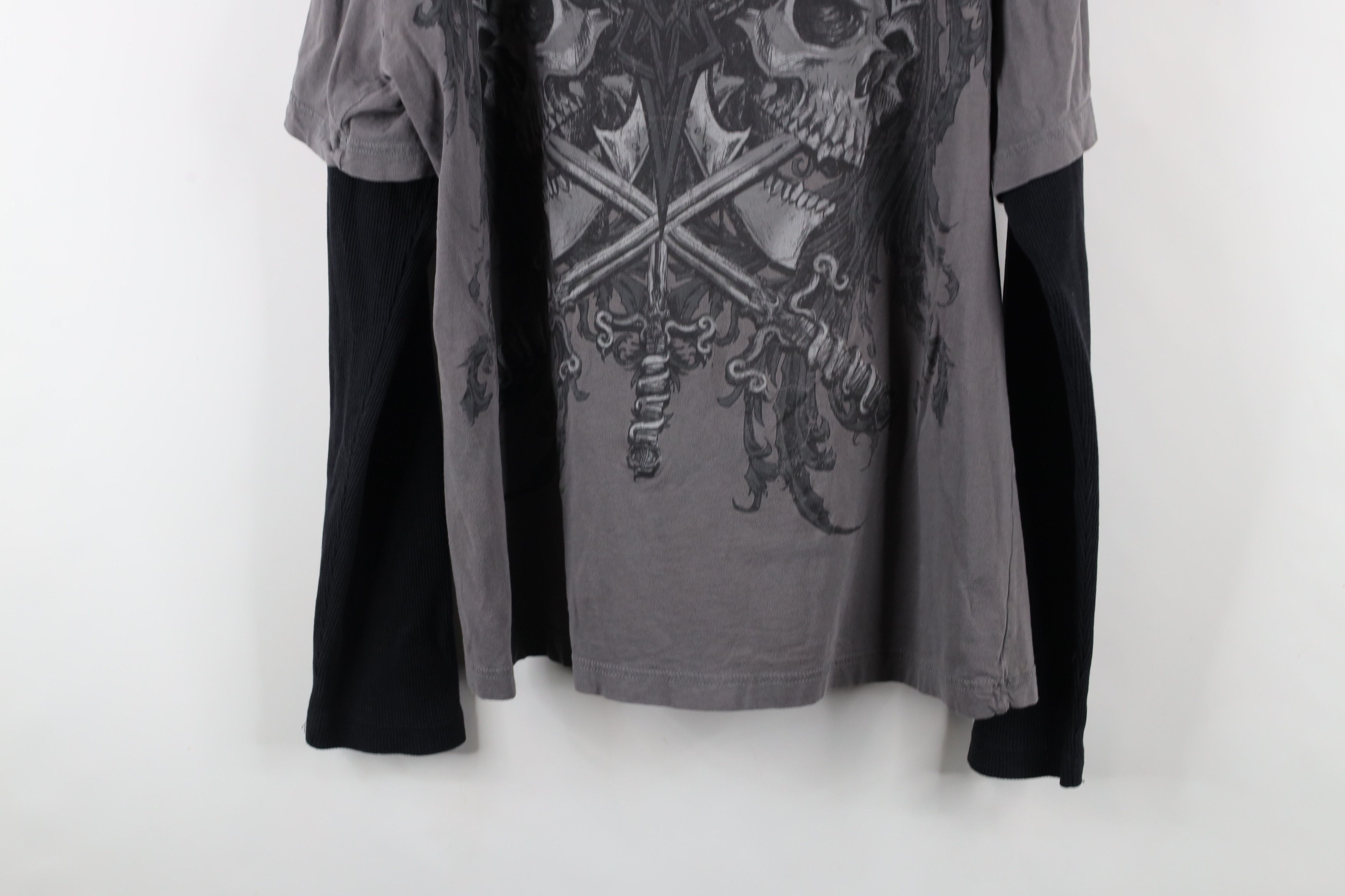 Vintage Vintage Y2K MMA Elite Layered Thermal Knit Hoodie T-Shirt Size US XL / EU 56 / 4 - 15 Thumbnail