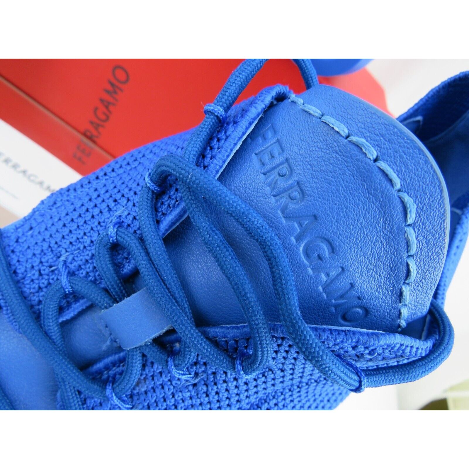 Salvatore Ferragamo FERRAGAMO BLUE NIMA MESH LACE LOGO LOW SNEAKERS 10.5 43.5 Size US 10.5 / EU 43-44 - 12 Thumbnail
