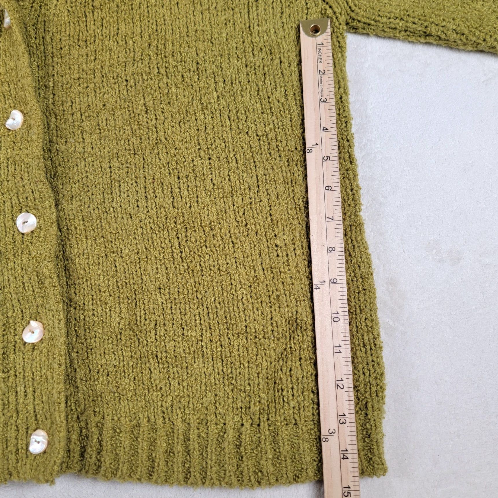 Vintage VINTAGE The May Company Cardigan Women’s Sweater L Green Heather Designers Originals Long Sleeve V-Neck Knit Heavy Knit Winter Fall Spring Womens Size L / US 10 / IT 46 - 7 Thumbnail