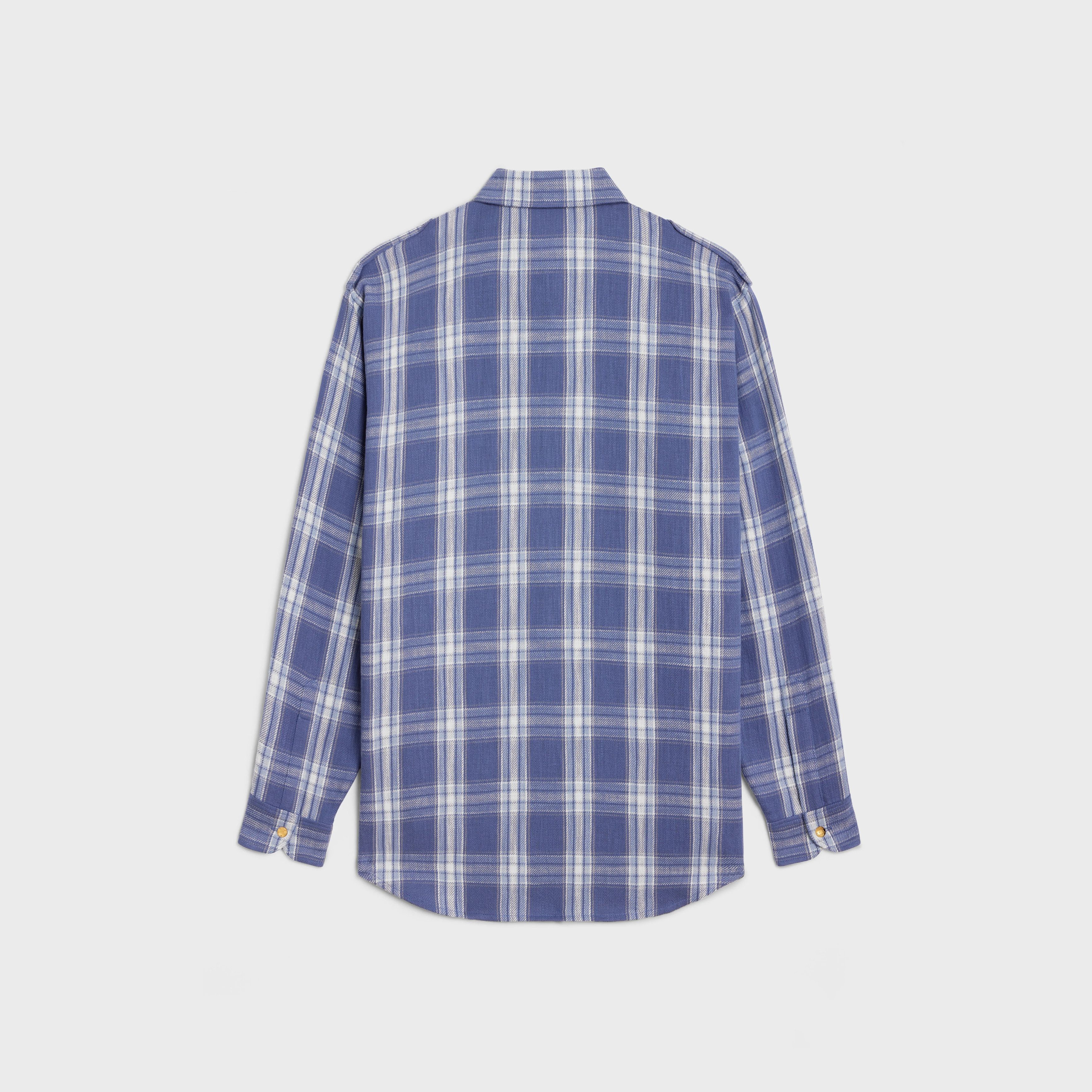 Celine o1bcso1str0925 2C50A615X Checked Cotton Overshirt in Blue Size M / US 6-8 / IT 42-44 - 2 Thumbnail