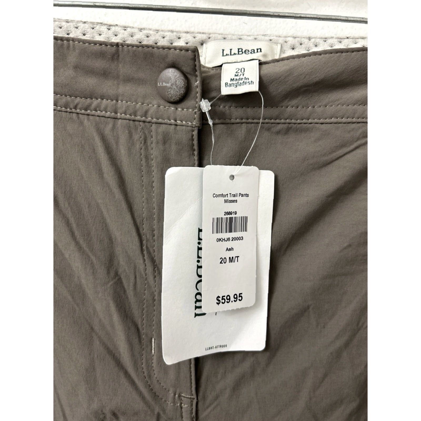 Vintage LL Bean Comfort Trail Pants Womens Regular Size 20x32 Brown Nylon Spandex Stretch Pockets Travel Casual Workwear NWT Size 42" / US 20 - 4 Thumbnail