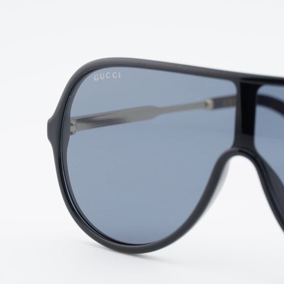 Gucci Gucci GG0199S 001 Sunglasses Shiny Black/Gold Shield Frame Size ONE SIZE - 7 Thumbnail