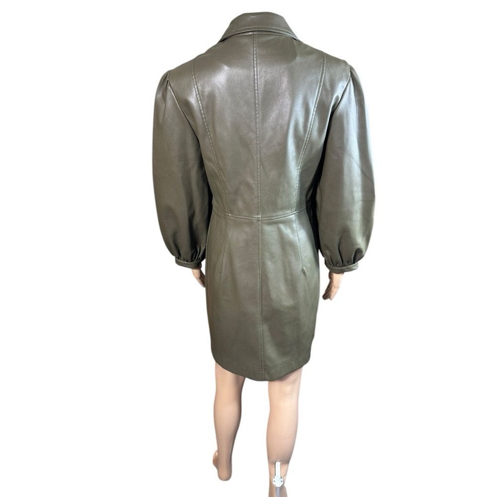 Topshop Topshop Faux Leather Olive Mini Shirtdress US 6 Size M / US 6-8 / IT 42-44 - 5 Thumbnail