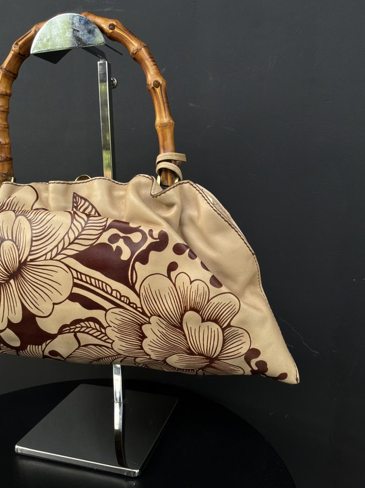 Gucci Gucci - Tom Ford Era - Floral Tattoo Bamboo Leather Shoulder Size ONE SIZE - 8 Thumbnail