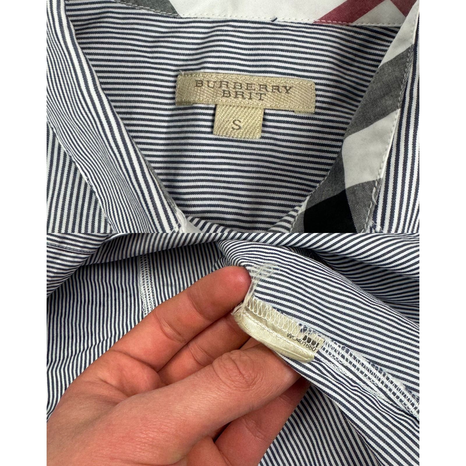 Burberry Burberry Brit Women's Black White Striped Button-Up Shirt S Size S / US 4 / IT 40 - 3 Thumbnail