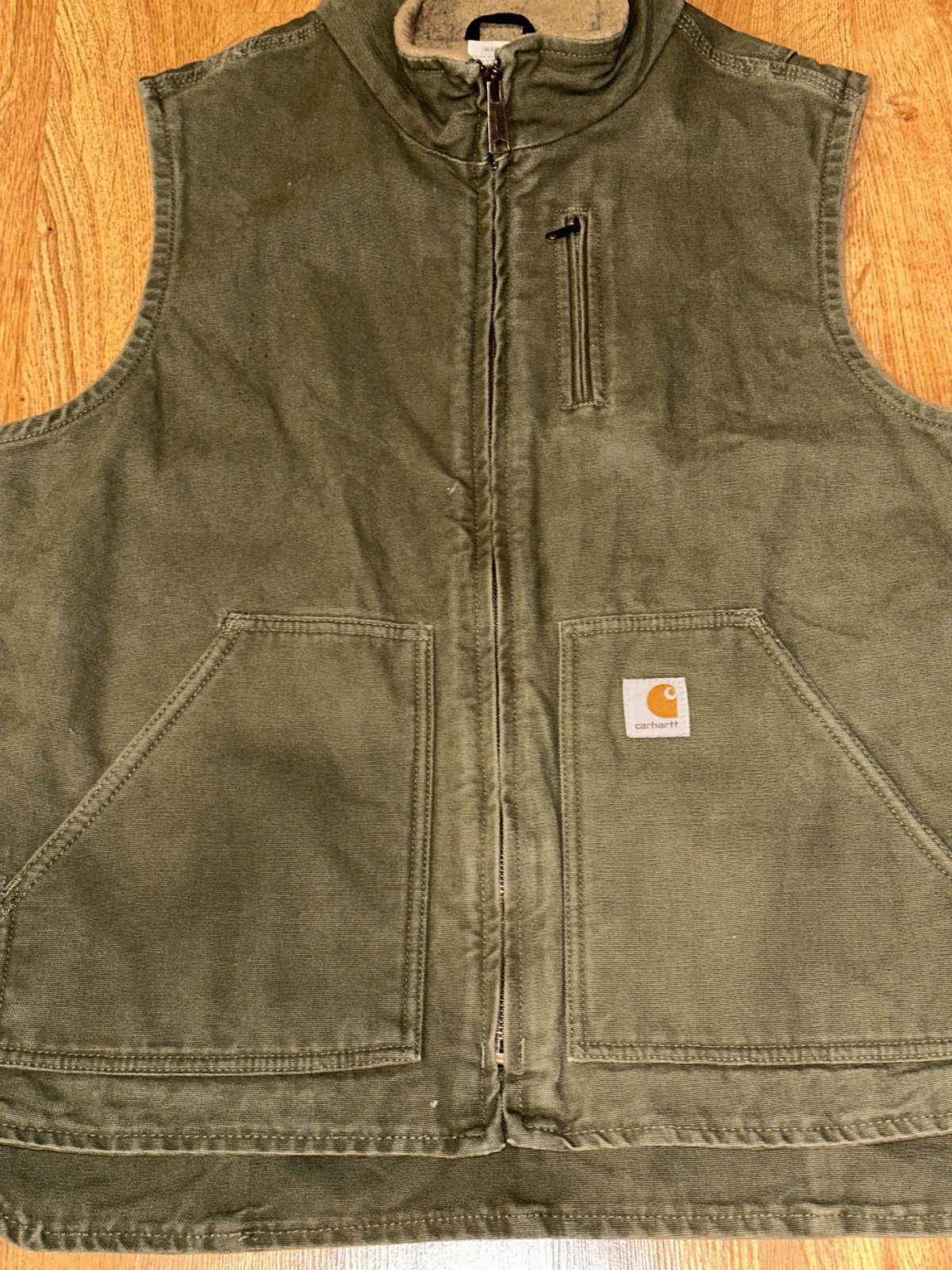 Carhartt CARHARTT WV001 LOV SHERPA LINED CANVAS VEST OLIVE GREEN LRG Size L / US 10 / IT 46 - 3 Thumbnail