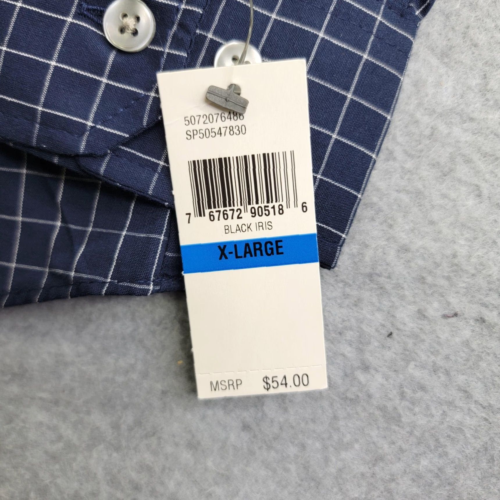 Van Heusen Van Heusen Dress Shirt Mens XL Black Iris Classic Fit Wrinkle Free Button Down Size 46R - 4 Thumbnail