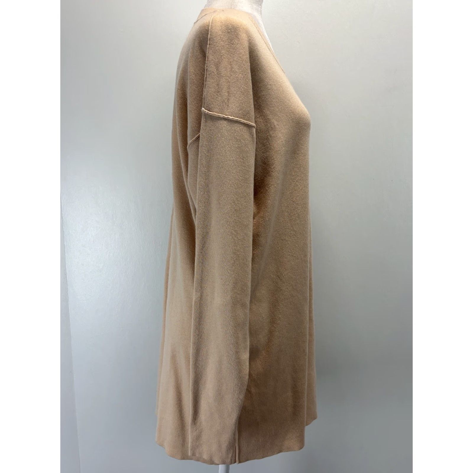 Free People Free People Knit Sweater Dress Womens Small Long Sleeve Shift Boho Slouchy Tunic Beige/tan Belt Loops Casual Knit Dress Short Womens Size S / US 4 / IT 40 - 4 Thumbnail