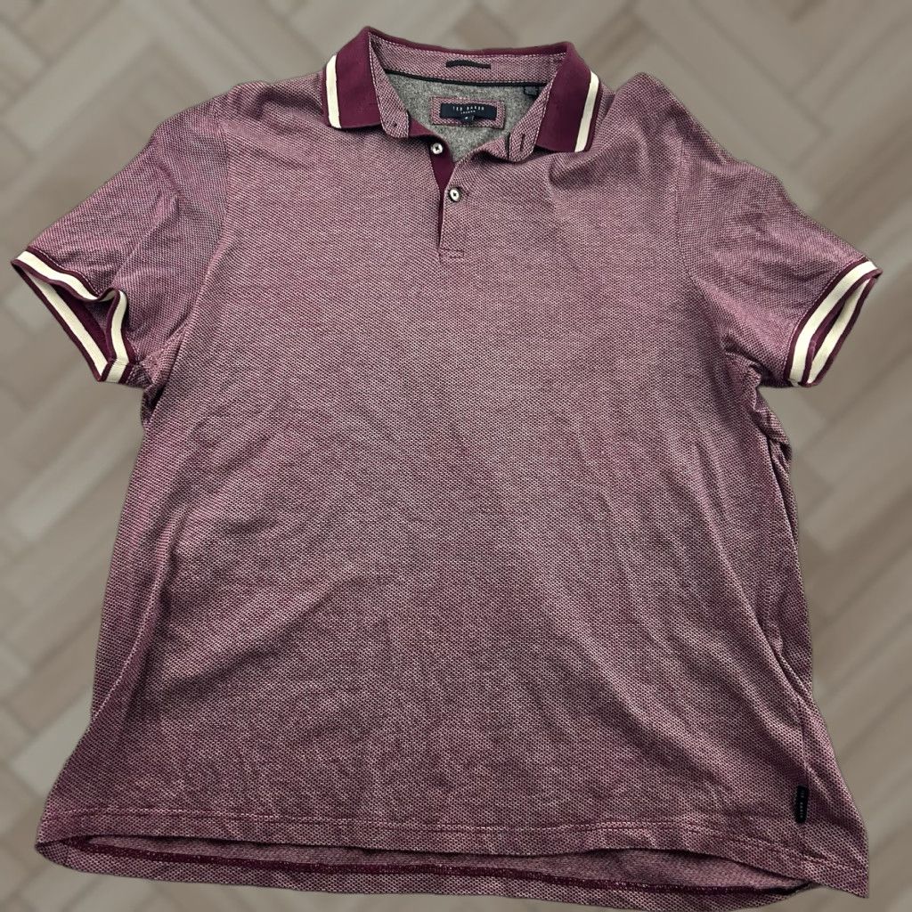 Ted Baker Ted Baker Short Sleeve Button-Up Polo Shirt Men's 6 Plum Purple Size US S / EU 44-46 / 1 - 1 Thumbnail
